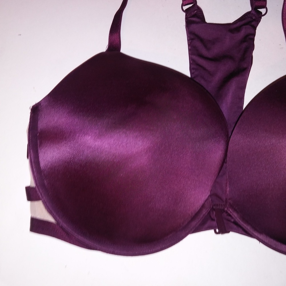Victoria Secret Bra 36DD Very Sexy Push Up Purple Plum Kir Front Close Racerback - Picture 3 of 8